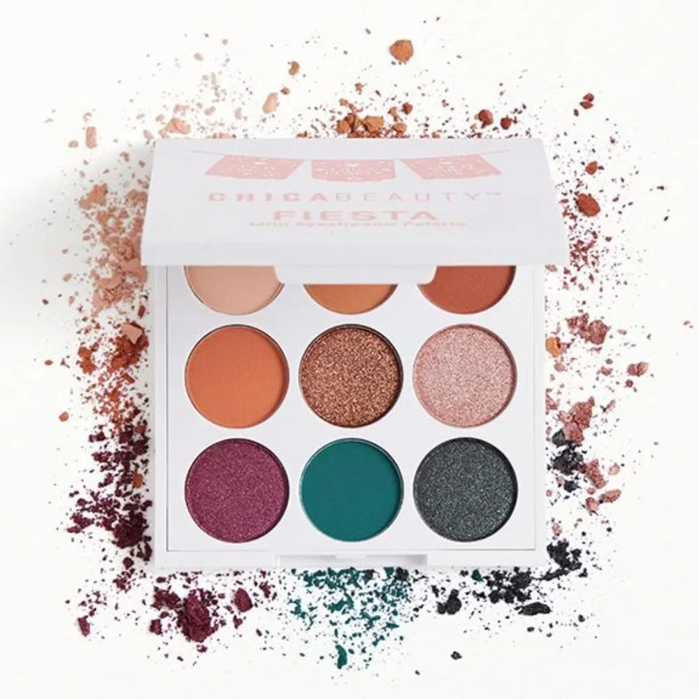 CHICA BEAUTY Mini Fiesta Eyeshadow Palette – Vibrant 9 Shade Matte & Shimmer Set